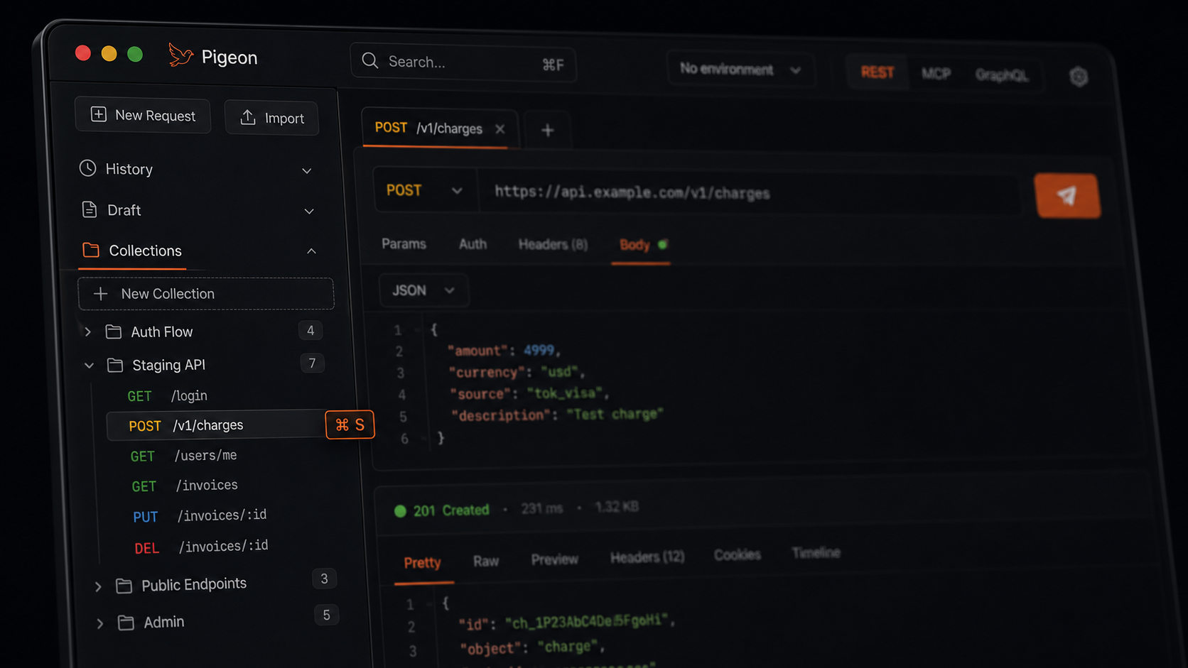 Collection tree with domain folders and nested GET and POST requests.